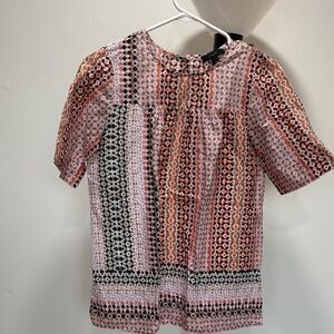 J. Crew Pink and Olive Geometric Top